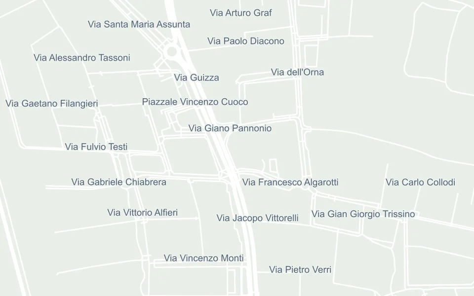 Mappa delle strade intorno a Via Guizza, 101